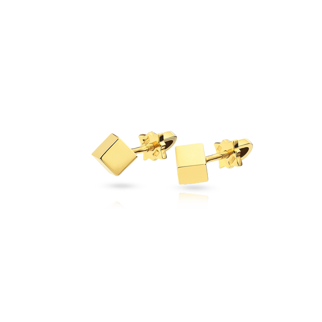 Золотые серьги-пусеты CUBE