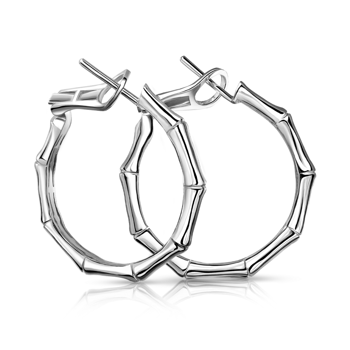 Серьги Bamboo из белого золота