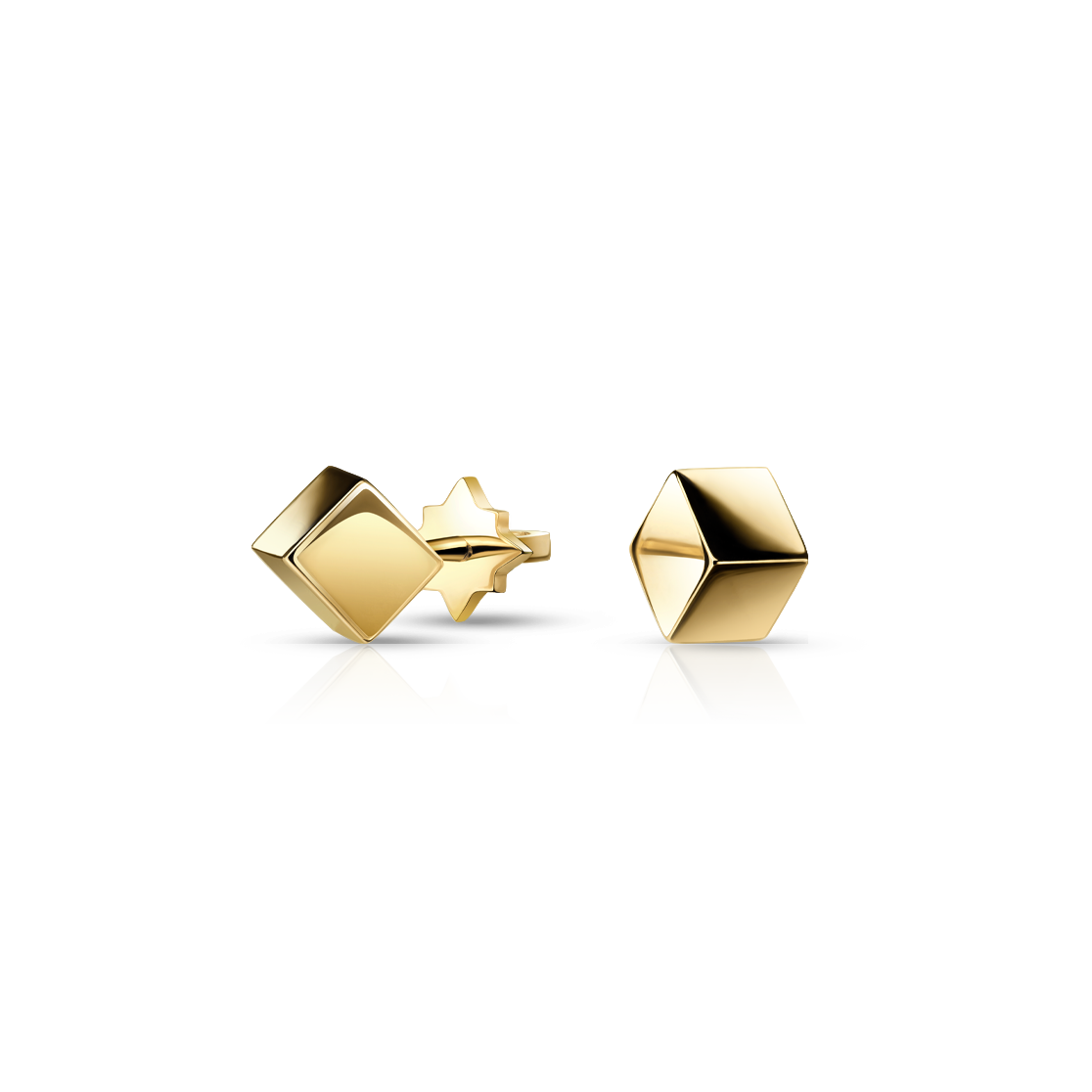 Золотые серьги-пусеты CUBE