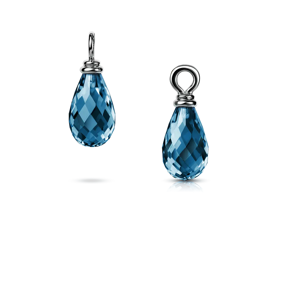 Подвесы из белого золота с топазами London Blue