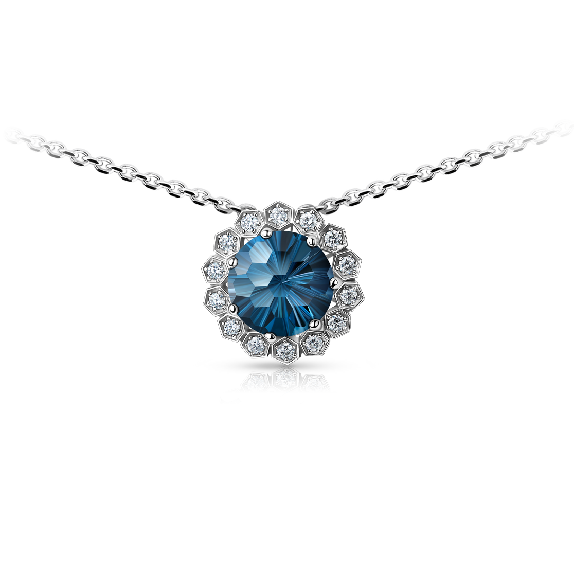 Золотая подвеска с топазом London Blue