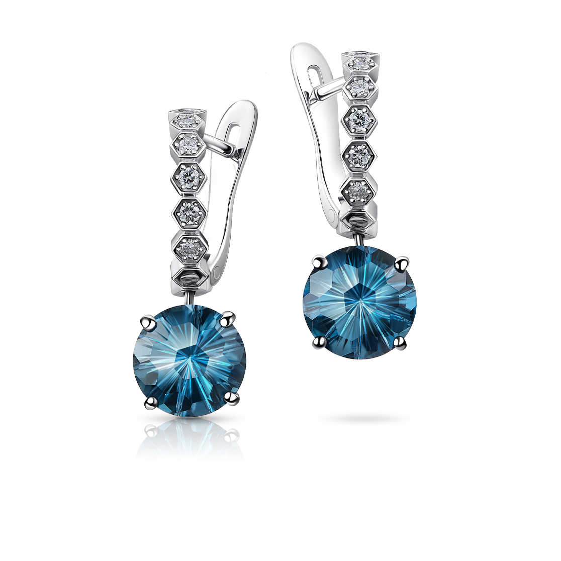 Серьги с топазами London Blue